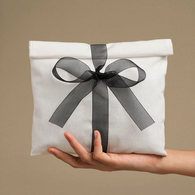 Bolsa de algodón personalizada con lazo de organza
