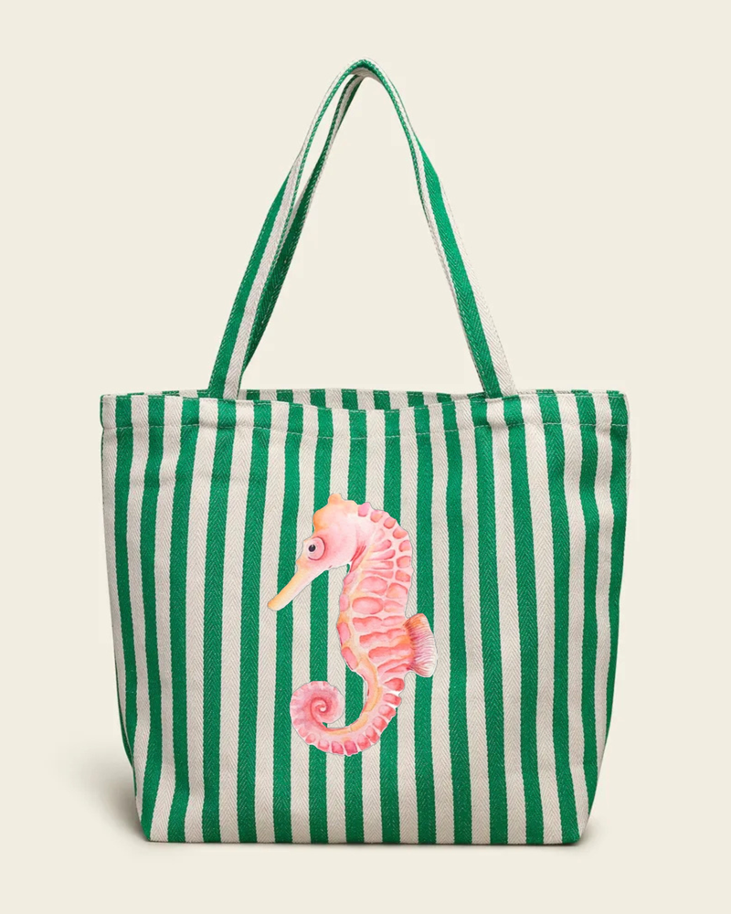 Tote de playa raya verde
