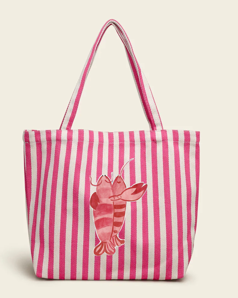 Tote de playa raya rosa