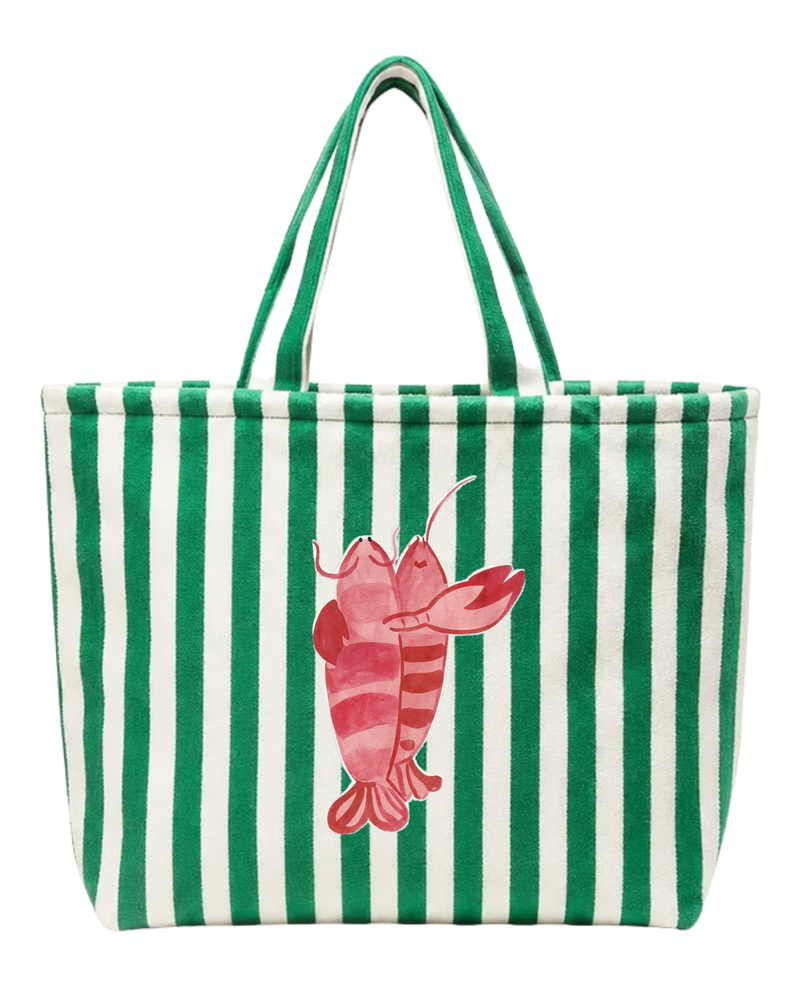 Tote de playa rayas verdes · Langostas