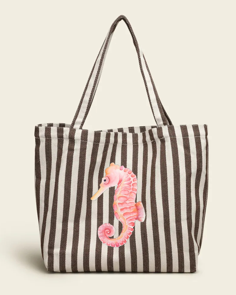 Tote de playa raya marrón